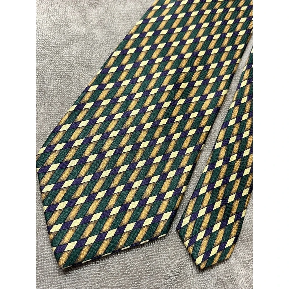 Vintage Abercrombie Fitch USA Silk Wide Geometric Designer Necktie 90s‎